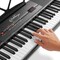 Ashthorpe 61-Key Digital Keyboard Piano with Stand and Bench, Portable Electronic Piano Keyboard Kit with Headphones, Microphone, Keynote Stickers